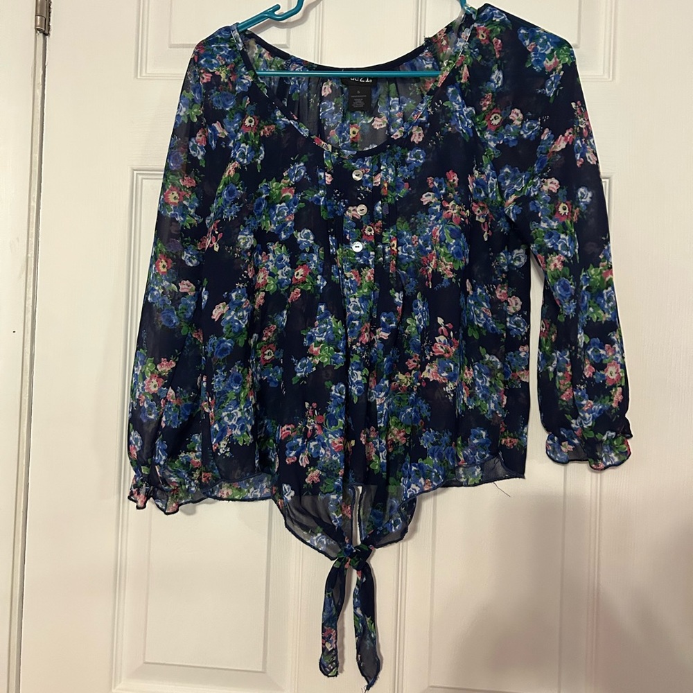 Floral sheer button blouse